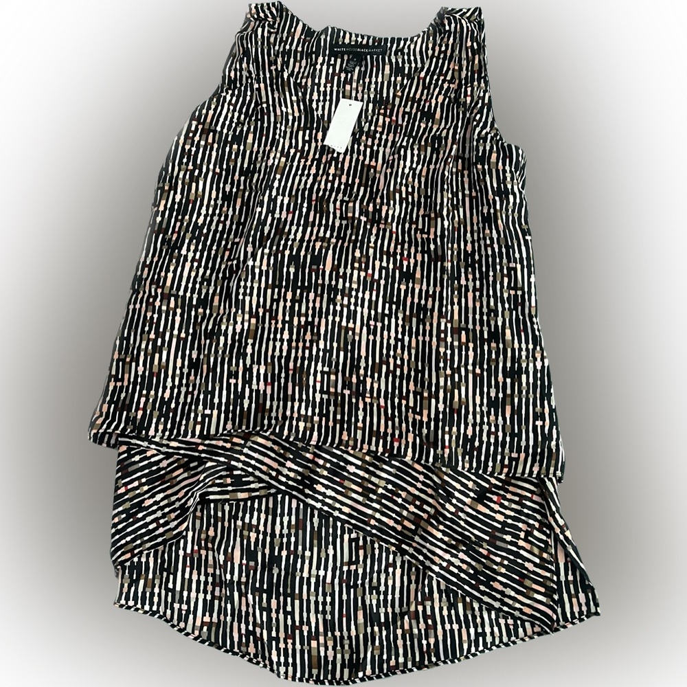 Womens WHBM White House Black Market Tokyo Lights Tiered Tank Blouse Size S